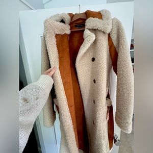 Shearling and suede coat